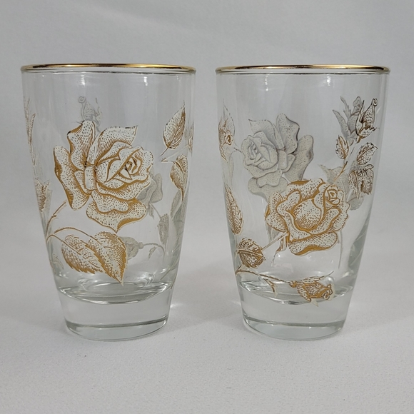 (2) Vtg Libby Glass Rose Bouquet Tumbler - Picture 14 of 14